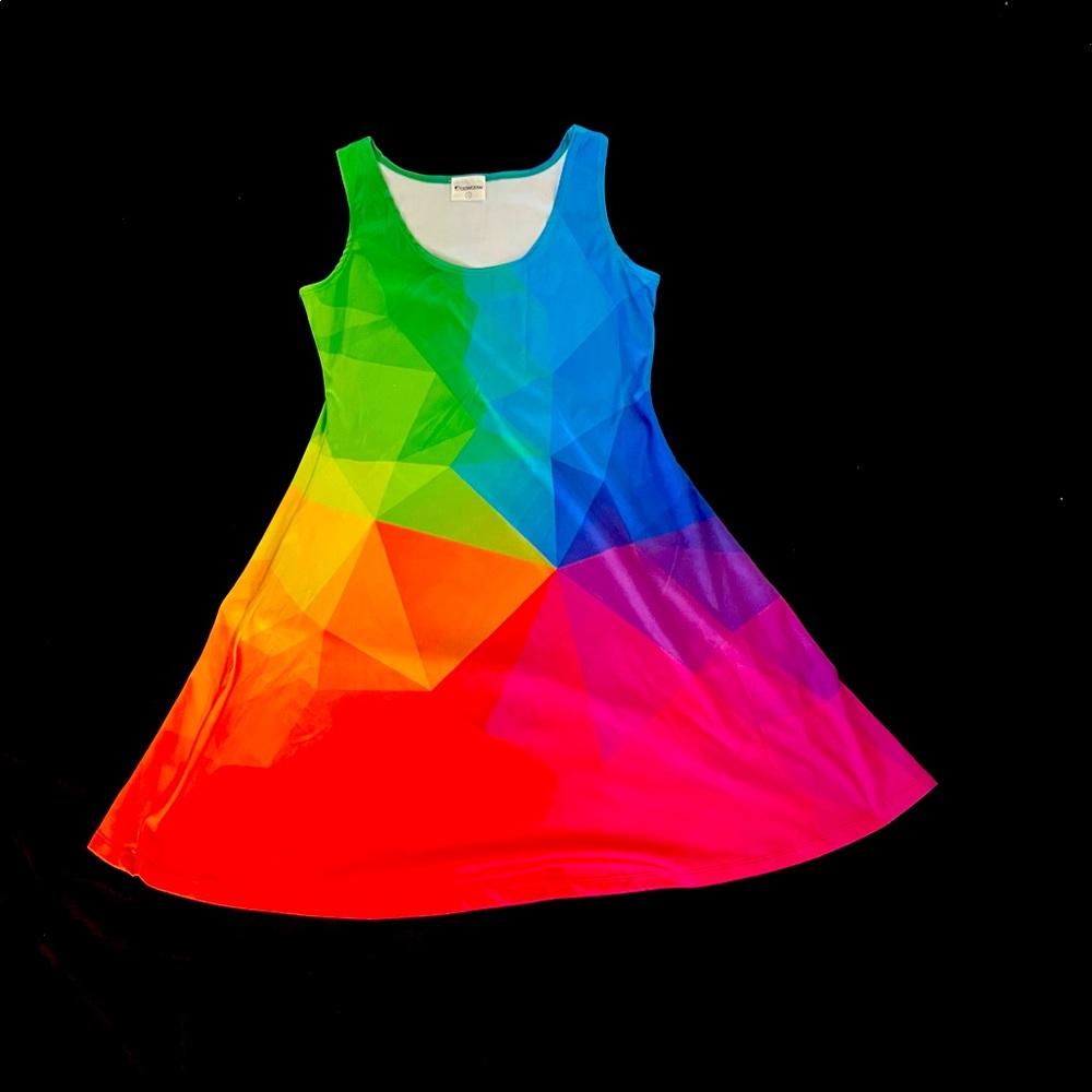 CowCow rainbow geometric mini dress